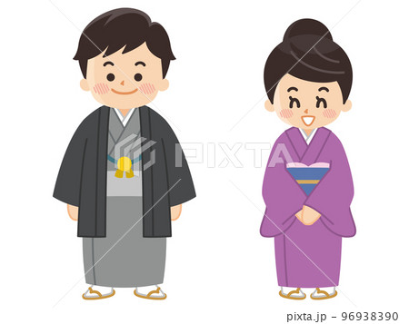 着物を着た男女　呉服店　女将 96938390