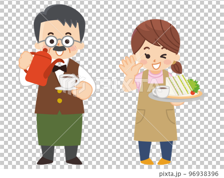 カフェのマスターとウェイトレス　喫茶店 96938396