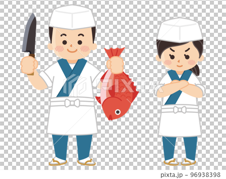 料理人の男女　板前　日本料理 96938398