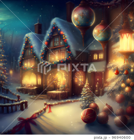 cozy fairytale winter houses at snowy night, neural network generated art cozy fairytale winter houses at snowy night, neural network generated art 96940600