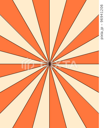 Groovy Hippie 70s Vertical Banner with Sunbursts. Vector Radial Rays Background in Trendy Retro Seventies Style Groovy Hippie 70s Vertical Banner with Sunbursts. Vector Radial Rays Background in Trendy Retro Seventies Style 96941206