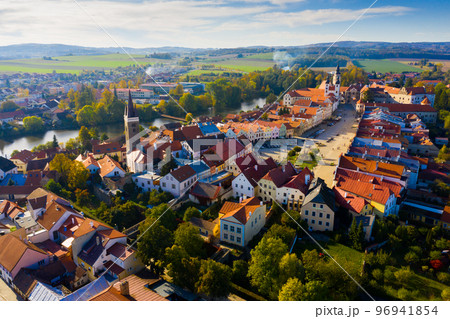 Aerial view of Telc, Czech Republic Aerial view of Telc, Czech Republic 96941854