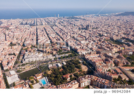 Aerial view of Barcelona districts Aerial view of Barcelona districts 96942084