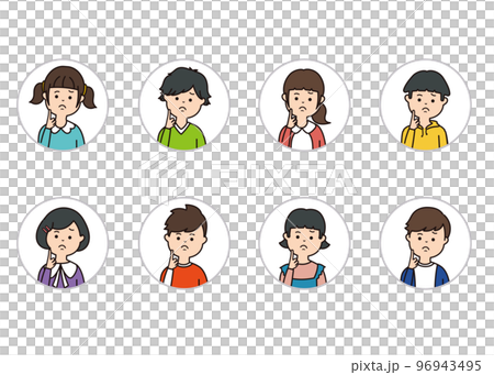 孩子的面部表情圖標思考 孩子的面部表情圖標思考 96943495