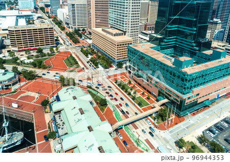View of Baltimore cityscape from above 96944353