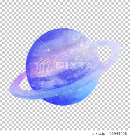 閃閃發光的土星水彩風格插圖行星背景圖 96945408