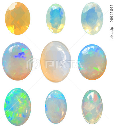 リアルな宝石のセット　オパール　ベクター素材 96945845