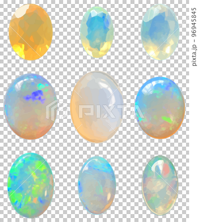 リアルな宝石のセット　オパール　ベクター素材 96945845