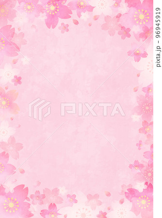 淡い桜の花のベクターイラストフレーム背景 96945919