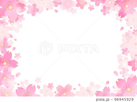 淡い桜の花のベクターイラストフレーム背景 96945929