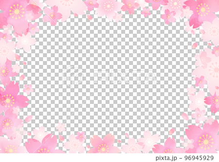 淡い桜の花のベクターイラストフレーム背景 96945929