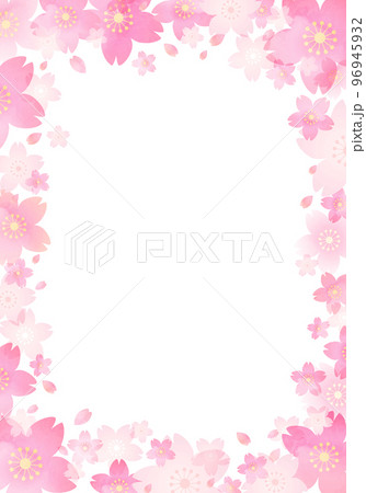 淡い桜の花のベクターイラストフレーム背景 96945932