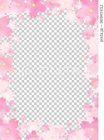 淡い桜の花のベクターイラストフレーム背景 96945932