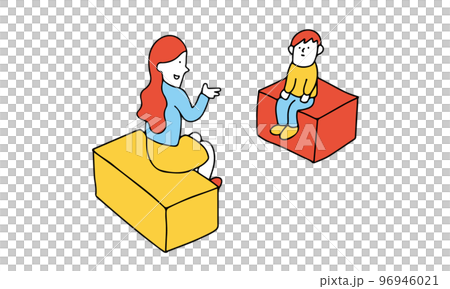 Illustration of a mother talking to her son 96946021