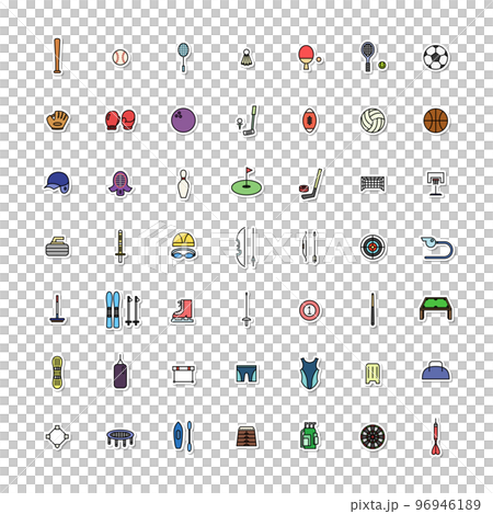 Color sticker sporting goods illustration icon set (no background) 96946189