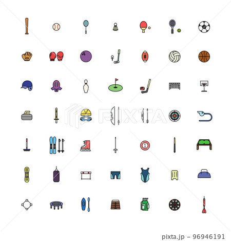 カラースポーツ用品イラストアイコンセット 96946191