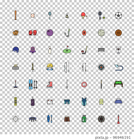 カラースポーツ用品イラストアイコンセット 96946191