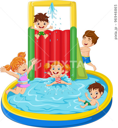 Children playing in water park 96946865