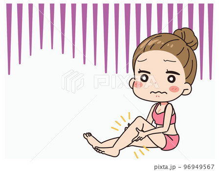 足のむくみが気になる女性のイラスト 96949567