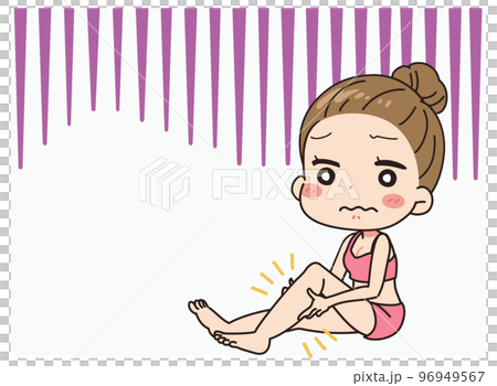 足のむくみが気になる女性のイラスト 96949567
