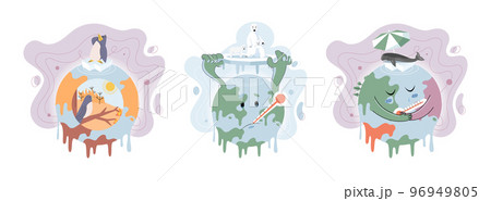 Climate change concept. Global warming metaphor. Temperature rising animal extinction. Environment Day 96949805