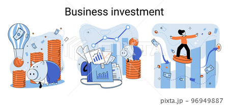 We have solution, business investment, new ideas solution scenes set. Teamwork and brainstorming We have solution, business investment, new ideas solution scenes set. Teamwork and brainstorming 96949887