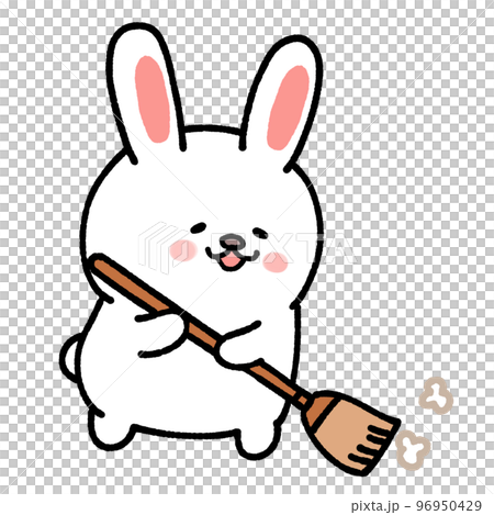 Cute rabbit cleaning pose Cute rabbit cleaning pose 96950429
