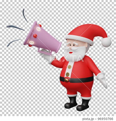 Santa claus with megaphone or hand speaker isolated. website,poster or happiness cards, festive New Year concept, 3d illustration or 3d render 96950766