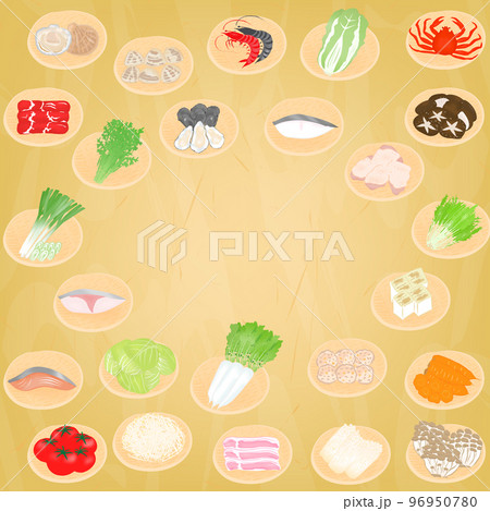 鍋の食材背景ラスト 96950780