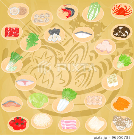 鍋の食材背景ラスト 96950782