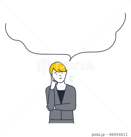 仕事の悩みや困りごとを話すビジネスウーマンのイラスト素材 仕事の悩みや困りごとを話すビジネスウーマンのイラスト素材 96950811