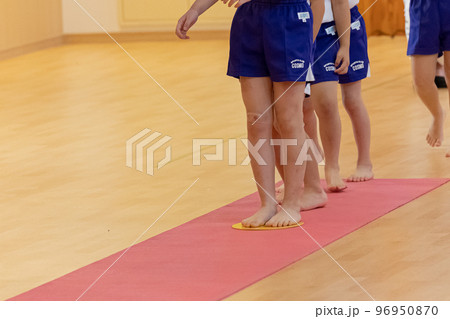 小学生が体育館で運動するイメージ画像 96950870