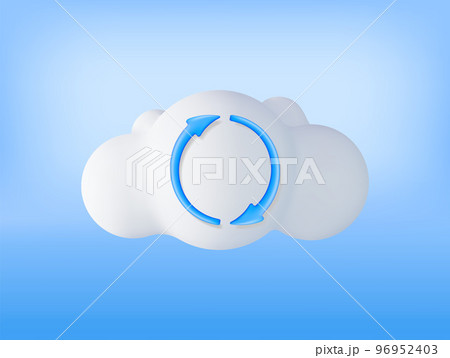3D Cloud with File Sync Icon 96952403