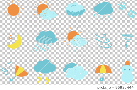天氣、氣候簡單手繪圖標集插畫 天氣、氣候簡單手繪圖標集插畫 96953444