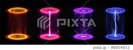 Futuristic portals, magic hologram teleports set 96954052