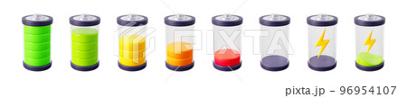 3d render battery charge level diminishing icons 3d render battery charge level diminishing icons 96954107