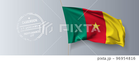 Cameroon happy independence day greeting card, banner with template text vector illustration 96954816