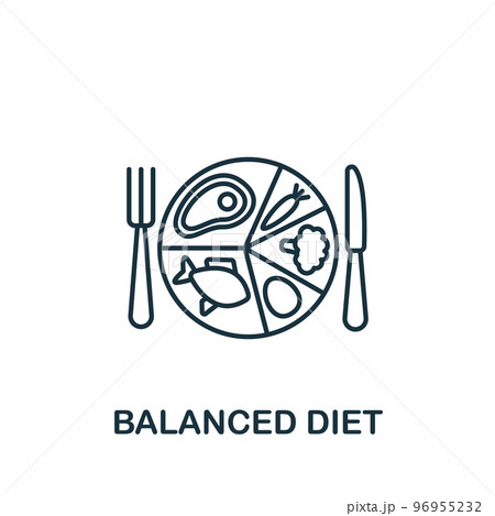 Balanced Diet icon. Monochrome simple Detox...のイラスト素材 [96955232] - PIXTA