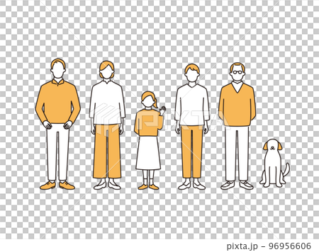 Whole body image of three generation family 96956606