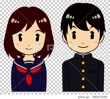 可愛いセーラー服の女子学生と学ランの男子学生 可愛いセーラー服の女子学生と学ランの男子学生 96957040