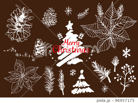 クリスマス_背景_手描き線画02 クリスマス_背景_手描き線画02 96957175