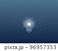 デジタル空間に浮かぶ電球　アイデアのイメージ 96957353