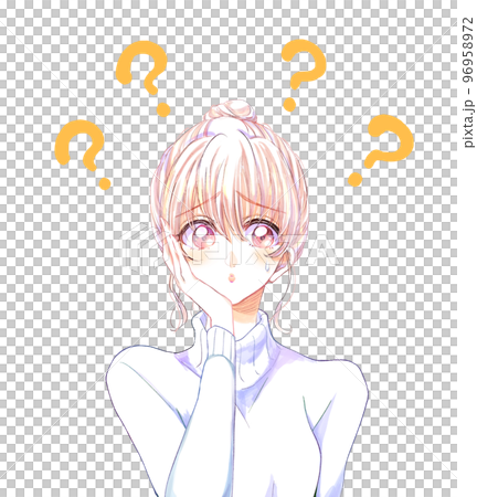 Woman with a question mark floating above her head - Stock Illustration ...