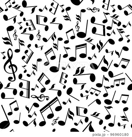 Musical Notes Seamless Pattern on White Background 96960180
