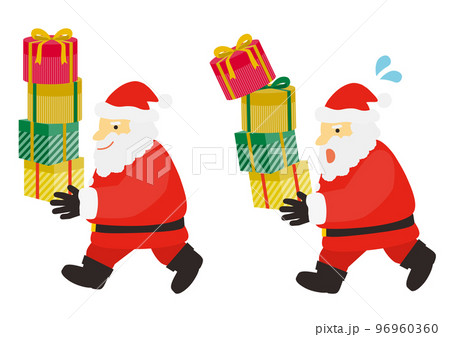 プレゼントを運ぶサンタクロースのイラストのセット 96960360