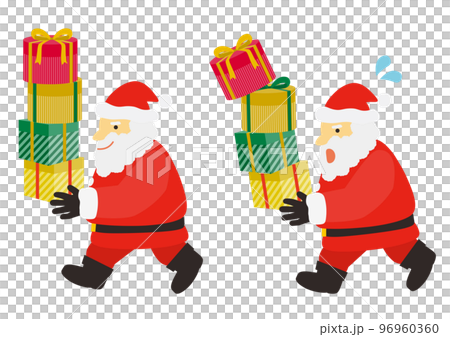 プレゼントを運ぶサンタクロースのイラストのセット 96960360