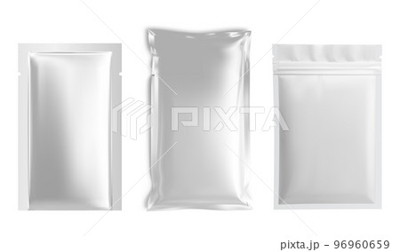 Foil sachet mockup, plastic pouch blank template 96960659