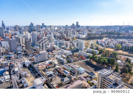 ライオンズタワー仙台広瀬からの眺め　仙台市　西部から中心部　ビル群　風景　眺望 96960912