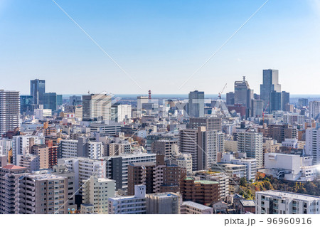 ライオンズタワー仙台広瀬からの眺め　仙台市　西部から中心部　ビル群　風景　眺望 96960916