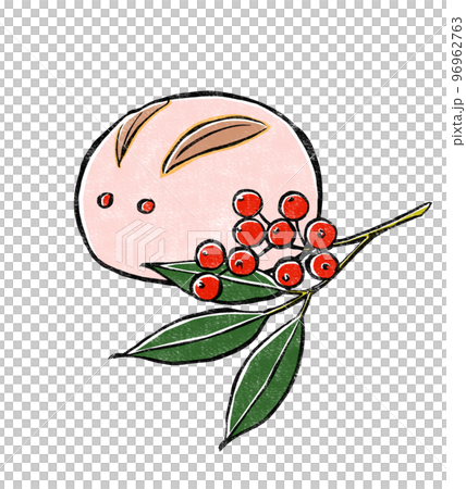 Red rabbit bun with Nanten (wooden print style) Red rabbit bun with Nanten (wooden print style) 96962763